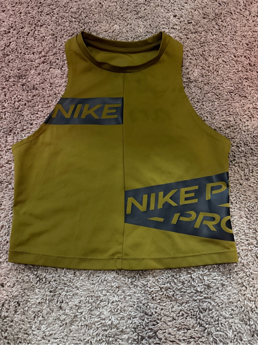 Nike Pro Olive Green Dri-FIT Cropped Tank Top Athletic XS